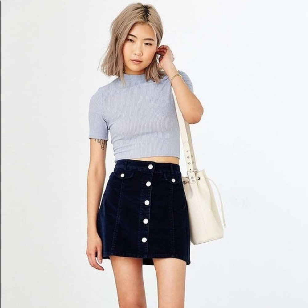 BDG Navy Corduroy Skirt
